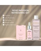 Agua micelar con extracto de romero, aceite facial que resplandece en forma de flor de rosa y almohadillas de hidrogel que brillan en forma de flor de rosa, 3 unidades