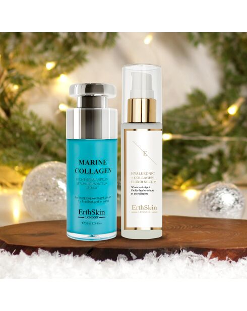 Sérum Acide Hyaluronique et Collagène + Sérum Réparateur Nuit au Collagène Marin - 2 pièces