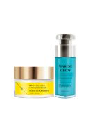 Marine Glow Konzentriertes Serum mit Vitamin C und Kollagen und Tagescreme mit Kollagen SPF 50, 2 Stück