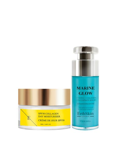 Marine Glow Vitamine C en collageen geconcentreerd serum + collageen dagcrème SPF 50 - 2 stuks