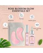 Rose Flower Glow gezichtsolie + Rose Flower Glow Hydrogel oogkussentjes + Plumping Rose Flower Glow Lipgloss - 3 stuks