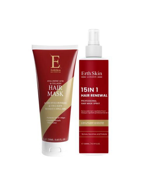 Mascarilla capilar profesional 15 en 1 para la renovación del cabello + Mascarilla capilar con ácido hialurónico y colágeno