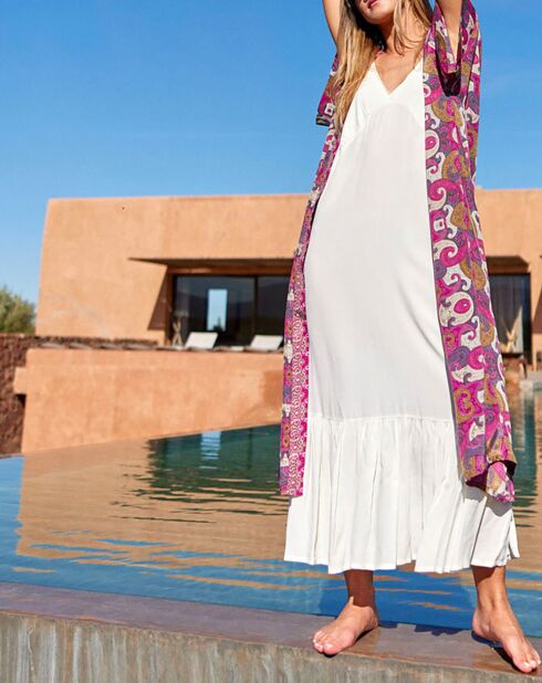 Kimono en Soie mélangée Kan rose