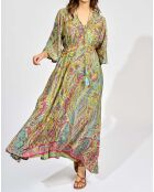 Robe en Soie mélangée Kylan vert/multicolore
