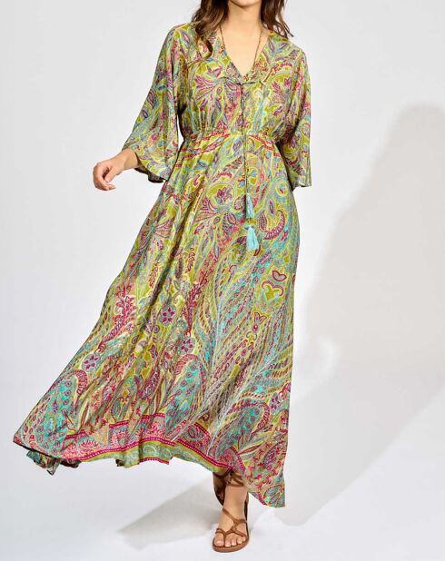 Robe en Soie mélangée Kylan vert/multicolore