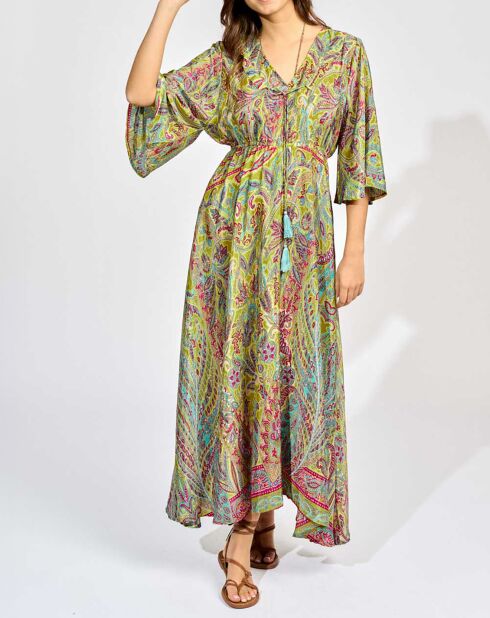 Robe en Soie mélangée Kylan vert/multicolore