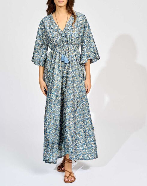 Robe en Soie mélangée Kylan bleue