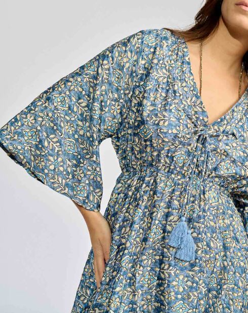 Robe en Soie mélangée Kylan bleue