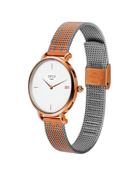 Montre Femme Rotonde argenté/rose doré
