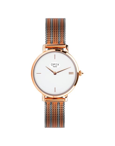 Montre Femme Rotonde argenté/rose doré