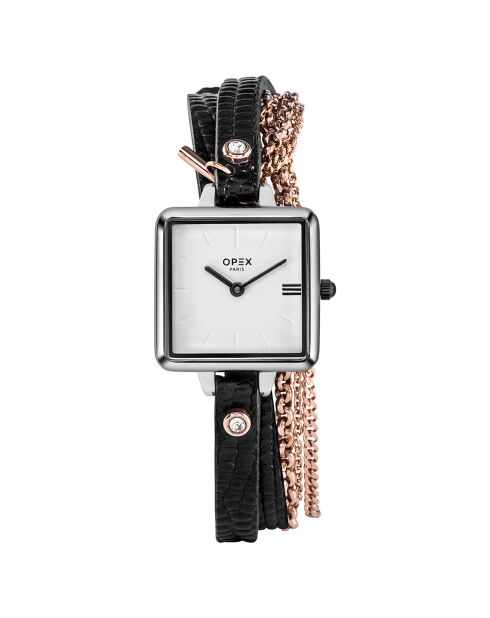 Montre Femme Mini Square noir/rose doré