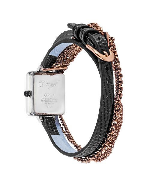 Montre Femme Mini Square noir/rose doré