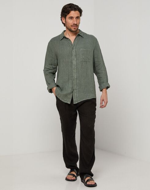 Chemise 100% Lin Ralph kaki
