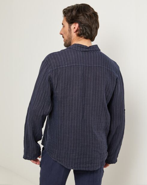 Ralph Marineblaues Hemd aus 100% Leinen