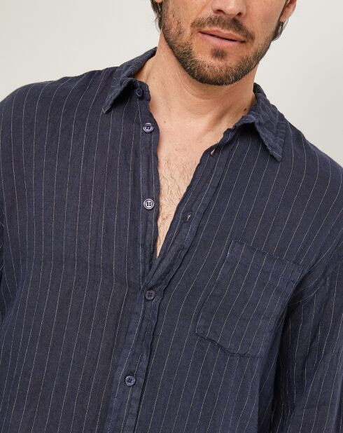Ralph Marineblaues Hemd aus 100% Leinen