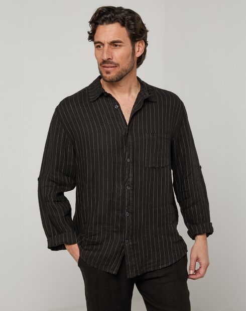 Camisa Ralph negra 100% lino