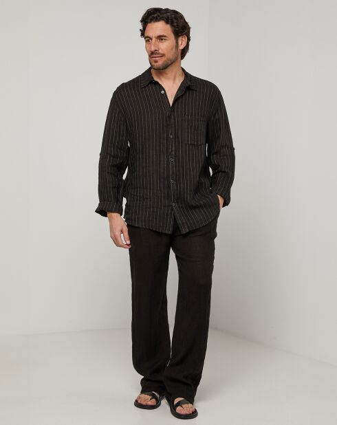 Camisa Ralph negra 100% lino