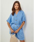 Chemise 100% Lin Guimauve indigo