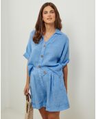 Chemise 100% Lin Guimauve indigo