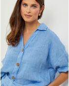 Chemise 100% Lin Guimauve indigo