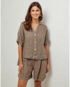 Chemise 100% Lin Guimauve taupe