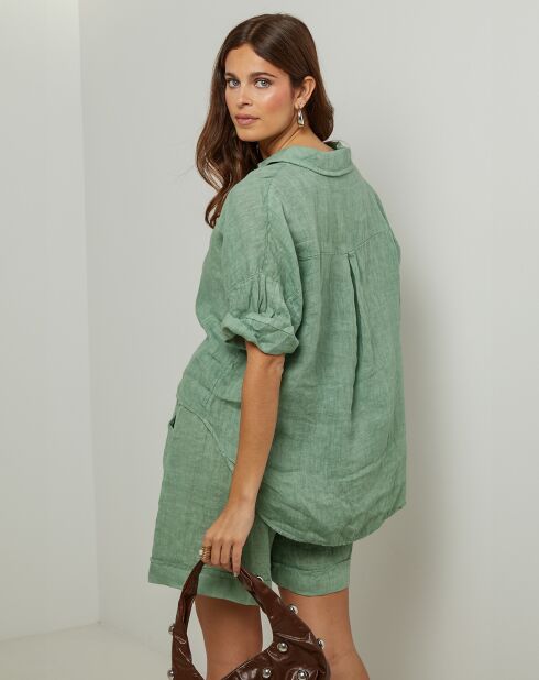 Groen Marshmallow overhemd van 100% linnen