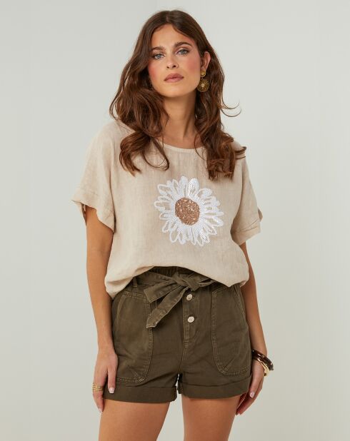 Tunica Lauren beige 100% lino