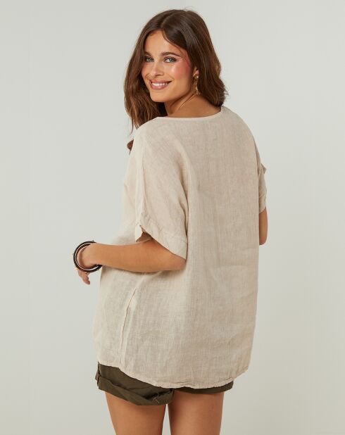 Tunica Lauren beige 100% lino