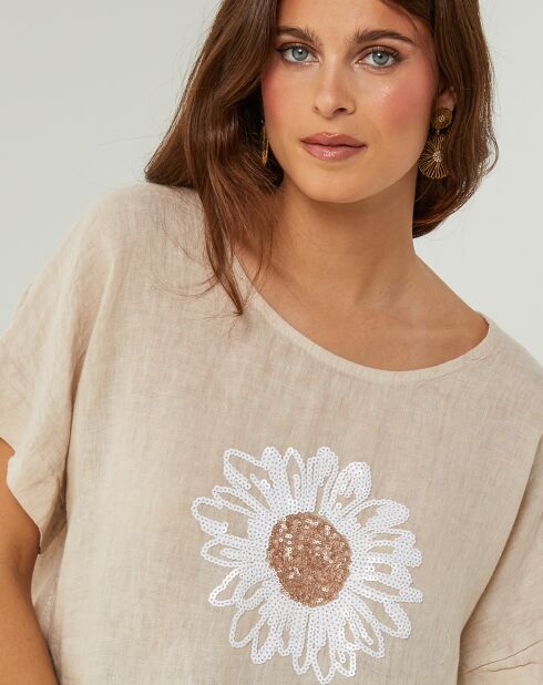 Tunica Lauren beige 100% lino