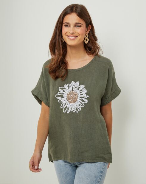 Tunica Lauren kaki 100% lino