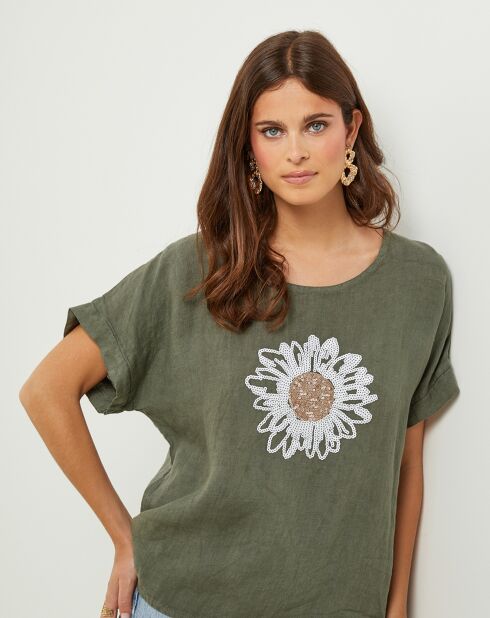 Tunica Lauren kaki 100% lino