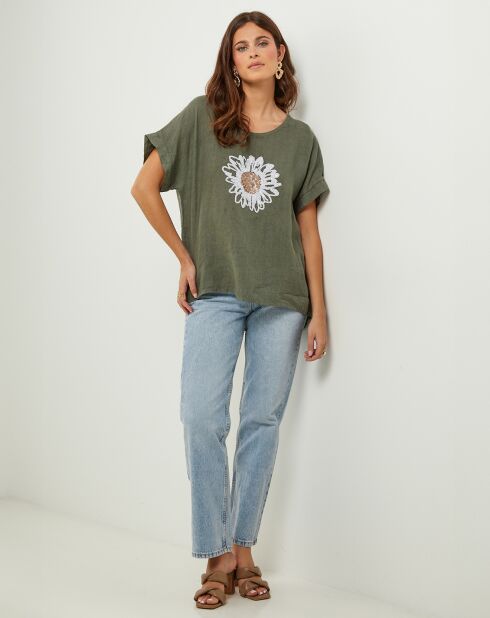 Tunica Lauren kaki 100% lino