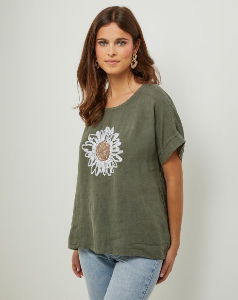 Tunica Lauren kaki 100% lino