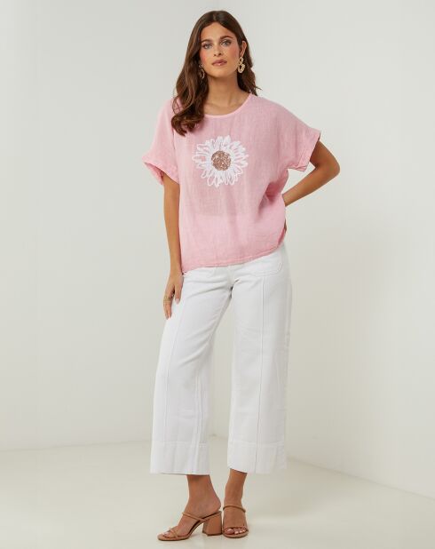 Tunique 100% Lin Lauren rose