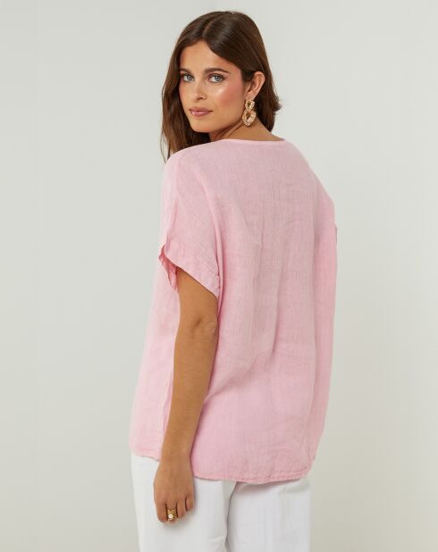 Tunique 100% Lin Lauren rose