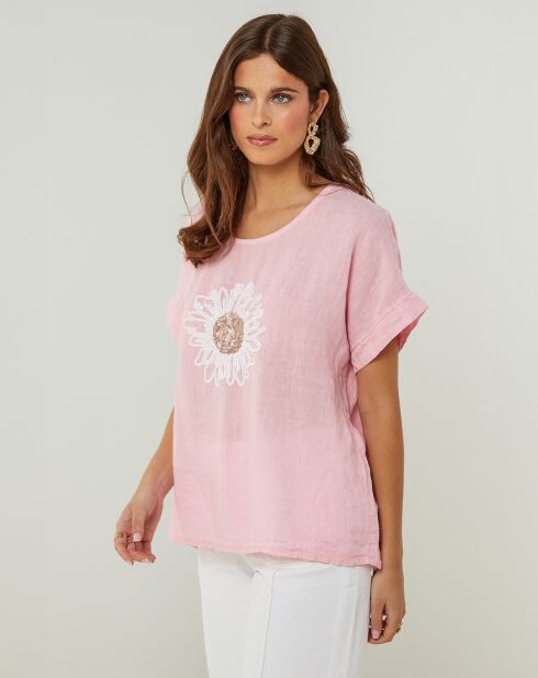 Tunique 100% Lin Lauren rose
