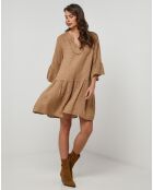 Robe 100% Lin Couture camel