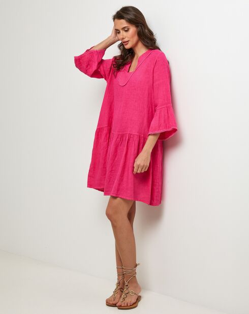 Robe 100% Lin Couture fuchsia