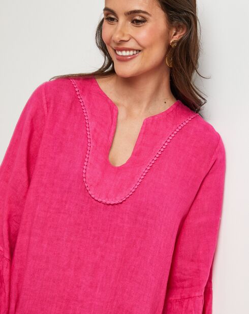 Robe 100% Lin Couture fuchsia