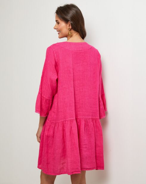 Robe 100% Lin Couture fuchsia