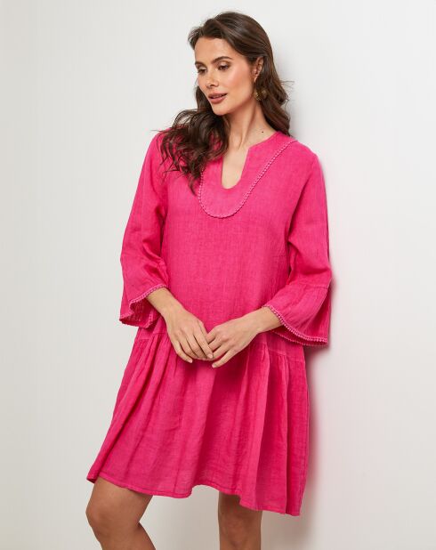 Robe 100% Lin Couture fuchsia