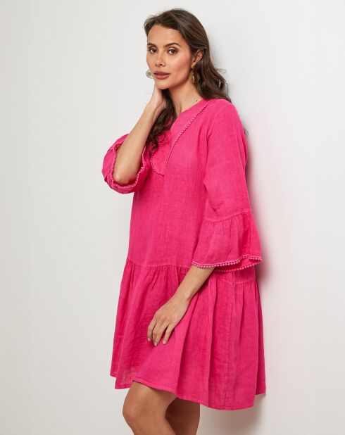 Robe 100% Lin Couture fuchsia
