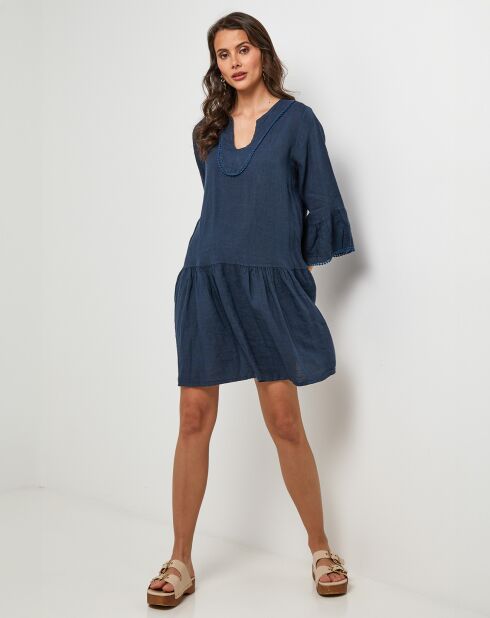 Robe 100% Lin Couture marine