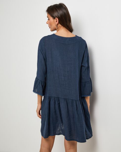 Robe 100% Lin Couture marine