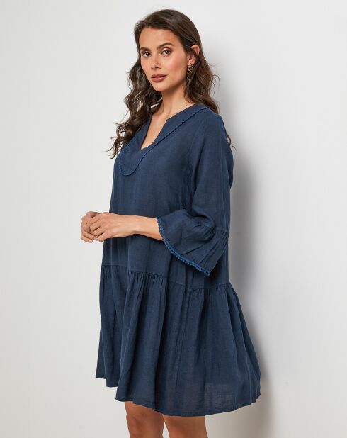Robe 100% Lin Couture marine
