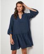 Robe 100% Lin Couture marine