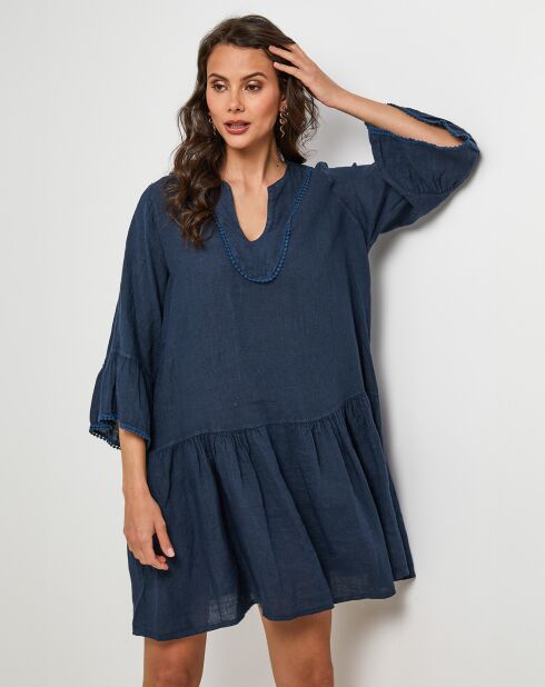 Robe 100% Lin Couture marine