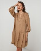 Robe 100% Lin Couture camel