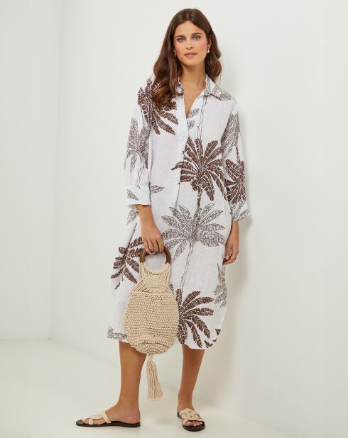 Weißes Jane-Kleid aus 100% Leinen