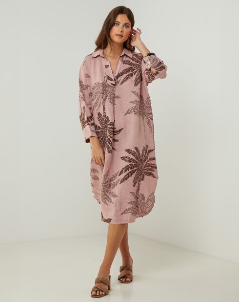 Robe 100% Lin Jane vieux rose